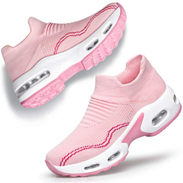 DOUSSPRT Womens Walking Shoes Slip on Sock Sneakers Lady Girls Nurse Mesh Air Cushion Platform Loafe...
