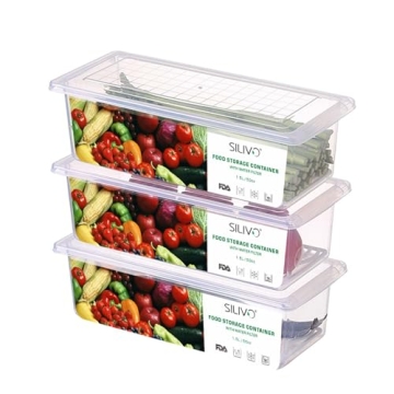 SILIVO Fruit Storage Containers for Fridge (3 Pack) - 1.5L Produce Saver Containers for Refrigerator...