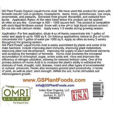 GS Plant Foods Organic Liquid Humic Acid with Fulvic - Concentrate Fertilizer for Enhanced Nutrient ...