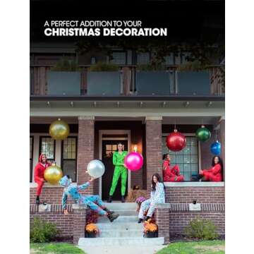 Inflatable Oversized Ornaments Jumbo Christmas Balls 15" 18" 25" or 30" inches Holiday Decorations Indoor Outdoor