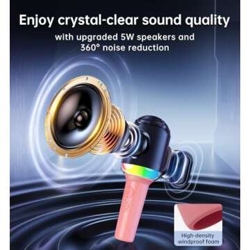 Kinglucky Wireless Bluetooth Karaoke Microphone, 2-in-1 Portable Handheld Karaoke Mic Speaker Machine Christmas Birthday Gifts Toys for Girls Ages 3-12+ Home Party for All Smartphones PC - Blue