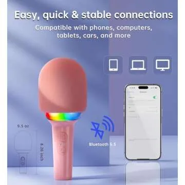 Kinglucky Wireless Bluetooth Karaoke Microphone, 2-in-1 Portable Handheld Karaoke Mic Speaker Machine Christmas Birthday Gifts Toys for Girls Ages 3-12+ Home Party for All Smartphones PC - Blue