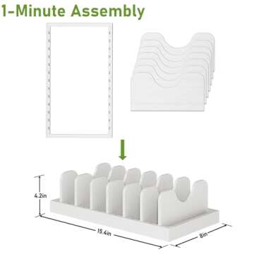 Natural Bamboo Pot Lid/Pan/Cutting Board/Backing Sheets/Dinner Plates Organizer Holder, Multifunctional Kitchen Storage Rack for Countertop or Carbinet——White