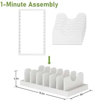 Natural Bamboo Pot Lid/Pan/Cutting Board/Backing Sheets/Dinner Plates Organizer Holder, Multifunctional Kitchen Storage Rack for Countertop or Carbinet——White