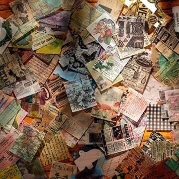 1 Book Scrapbooking Paper Vintage Paper Decorative DIY Scrapbooking Retro Material Paper 365 Sheets