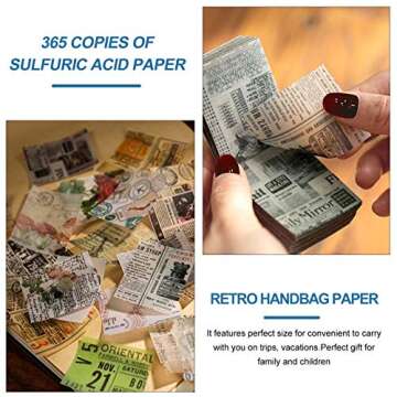 1 Book Scrapbooking Paper Vintage Paper Decorative DIY Scrapbooking Retro Material Paper 365 Sheets