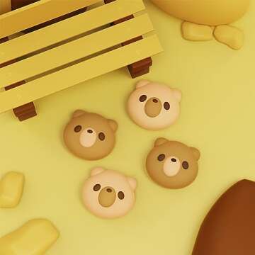 PlayVital Cozy Bear Joystick Caps for Nintendo Switch