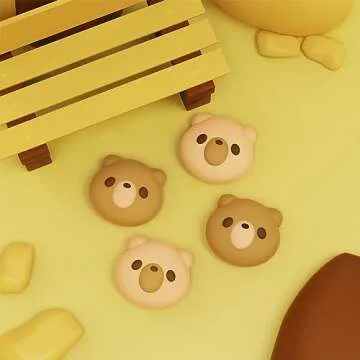 PlayVital Cozy Bear Joystick Caps for Nintendo Switch