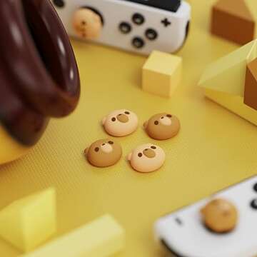 PlayVital Cozy Bear Joystick Caps for Nintendo Switch