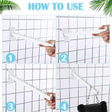 Zonon 10 Pack Gridwall Waterfall Faceout Hooks with 6 Balls 12 Inch Hanger for Wire Grid Square Tube Gridwall Hooks for Grid Wall Clothing Store Retail Display