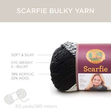 Lion Brand Yarn Scarfie Bulky Yarn, Cream/Taupe, 1 Pack