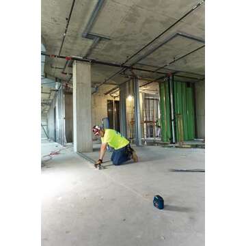 BOSCH GLL 55 50 FT Self-Leveling Cross-Line Laser, Includes 3 AA Batteries, Magnetic Mounting Bracket, Laser Target Plate, & Hard Carrying Case