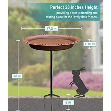 Garbuildman Extra-Large Freestanding Birdbaths Bowl, Detachable Decoration Spa with Metal Stake Stan...