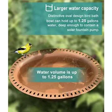 Garbuildman Extra-Large Freestanding Birdbaths Bowl, Detachable Decoration Spa with Metal Stake Stand & Birdfeeder for Outdoor Garden, Oval Style, Chocolate