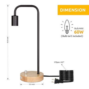 HAITRAL Industrial Desk Lamp for Office Bedroom Living Room