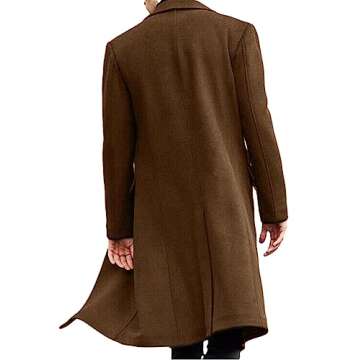 SOMTHRON Men's Casual Trench Coat Slim Fit Notched Collar Long Jacket Overcoat wih Pockets TA-XL