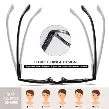 KSSESSE Reading Glasses for Women Men Square Oval Readers with Spring Hinge Thick Frame Style (Mixed Colors-C2, 0.00, x)