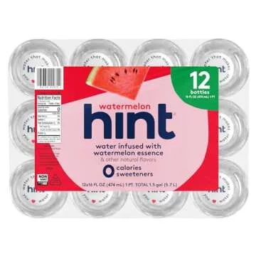 Hint Water Watermelon, Pure Water Infused with Watermelon, Zero Sugar, Zero Calories, Zero Sweeteners, Zero Preservatives, Zero Artificial Flavors, 16 Fl Oz (Pack of 12)