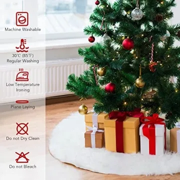 Luxurious Funux Faux Fur Christmas Tree Skirt - 48 Inch