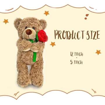 YOLINYOISH Brown Teddy Bear Plush Toy with Rose Cute Stuffed Animal for Girlfriend Mom Anniversary V...