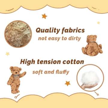 YOLINYOISH Brown Teddy Bear Plush Toy with Rose 12''