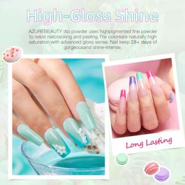 AZUREBEAUTY Dip Powder Nail Kit Starter with 4 Bright Colors