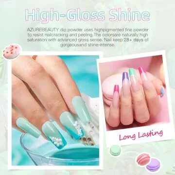AZUREBEAUTY Dip Powder Nail Kit Starter with 4 Bright Colors