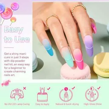 AZUREBEAUTY Dip Powder Nail Kit Starter with 4 Bright Colors
