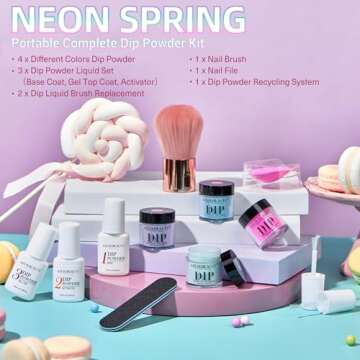 AZUREBEAUTY Dip Powder Nail Kit Starter with 4 Bright Colors