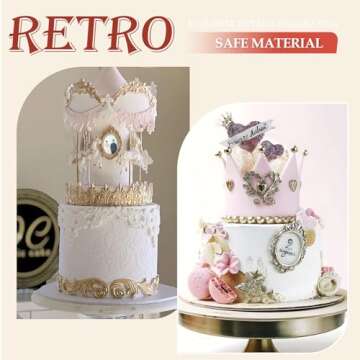 JJUNW 4 Pcs Photo Frame Silicone Molds, Baroque Style Air Dry Clay Molds, Mini Frame Molds Silicone for Cupcake Topper Cake Decoration Chocolate Candy Polymer Clay Gum