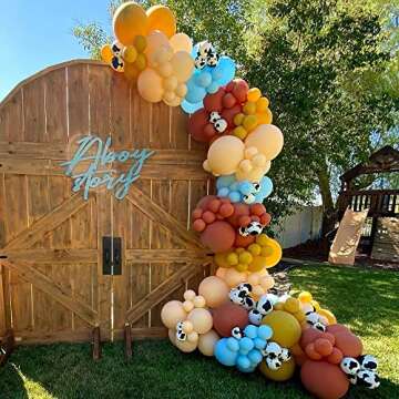 Cow Boy Balloon Garland Kit, 152pcs Blue Coffee Blush Yellow Balloons Arch for Holy Cow Farm Theme Kids Boy Birthday Party Baby Shower Home Decor…