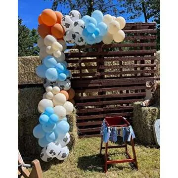 Cow Boy Balloon Garland Kit, 152pcs Blue Coffee Blush Yellow Balloons Arch for Holy Cow Farm Theme Kids Boy Birthday Party Baby Shower Home Decor…
