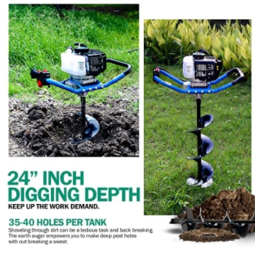 Landworks 3HP 52cc Heavy Duty Earth Auger Post Hole Digger