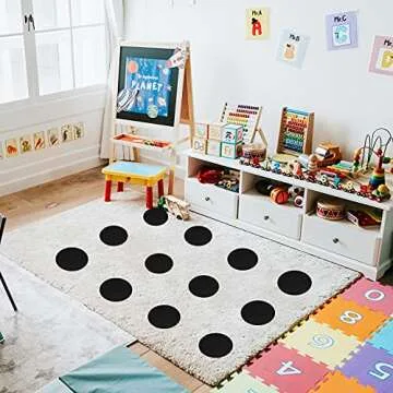 IKAYAS 60 Pcs Black Carpet Spots for Classroom Organization
