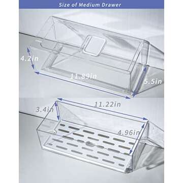 Ornafort 2Pack Fridge Organizer Bins with Pull Out Drawer Stackable Refrigerator Drawers Set for Save Vertical Space, Clear Cabinet Organizers for Kitchen Pantry Bedroom Office Closet Produce Storage