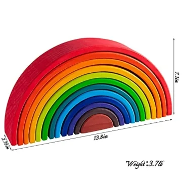 MERRYHEART Wooden Rainbow Stacking Toy for Kids
