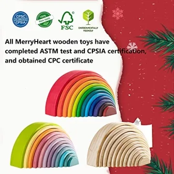 MERRYHEART Wooden Rainbow Stacking Toy for Kids
