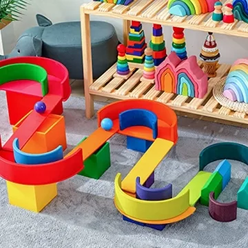 MERRYHEART Wooden Rainbow Stacking Toy for Kids