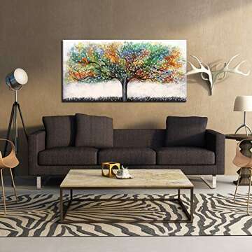 KREATIVE ARTS Large Living Room Wall Decor Abstract Canvas Wall Art Colorful Trees Landscape Paintin...