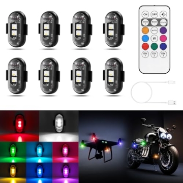 Amiline Wireless LED Lights Set of 8 Colors with Remote Control, Waterproof