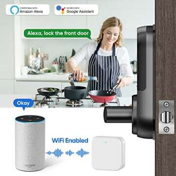 Sifely Smart Lock, Keyless Entry Door Lock, Smart Door Lock, Door Lock with Keypad, Smart Lock Front Door, Fingerprint Door Lock, Smart Lock with Handle, Digital Door Lock, Keypad Door Lock (Black)