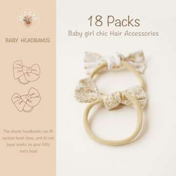 Niceye Baby Girl Bows and Headbands, Handmade Stretchy Nylon Hairbands Hair Bows for Newborn, Infant...