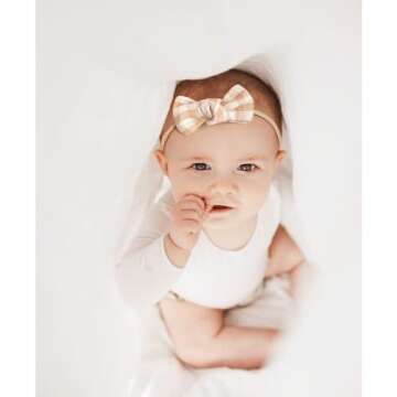 Niceye Baby Girl Bows and Headbands, Handmade Stretchy Nylon Hairbands Hair Bows for Newborn, Infant, Toddler - Soft Baby Hair Accessories - 12 Packs