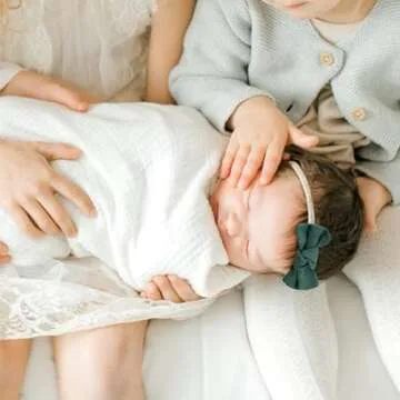 Niceye Baby Girl Bows and Headbands, Handmade Stretchy Nylon Hairbands Hair Bows for Newborn, Infant, Toddler - Soft Baby Hair Accessories - 12 Packs