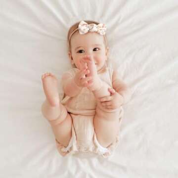 Niceye Baby Girl Bows and Headbands, Handmade Stretchy Nylon Hairbands Hair Bows for Newborn, Infant, Toddler - Soft Baby Hair Accessories - 12 Packs