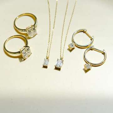 14K Gold Huggies with Dangling Moissanite Gemstones | Moissanite Drop Huggies Hoops Gift for Her (S)