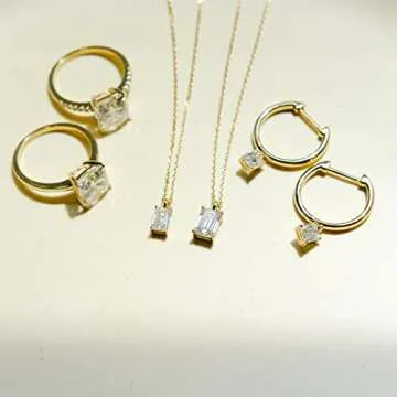 14K Gold Huggies with Dangling Moissanite Gemstones | Moissanite Drop Huggies Hoops Gift for Her (S)