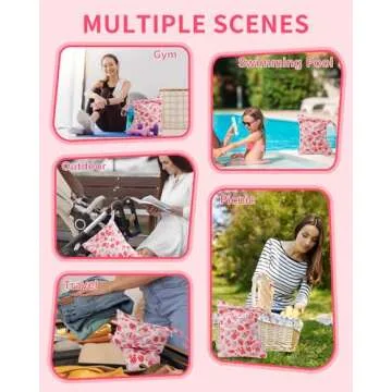 babygoal Wet Dry Bags for Baby Cloth Diapers, Washable Travel Bags, Beach, Pool, Gym Bag for Swimsuits & Wet Clothes with Two Zippered Pockets 2 Pack LN02