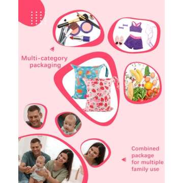 babygoal Wet Dry Bags for Baby Cloth Diapers, Washable Travel Bags, Beach, Pool, Gym Bag for Swimsuits & Wet Clothes with Two Zippered Pockets 2 Pack LN02