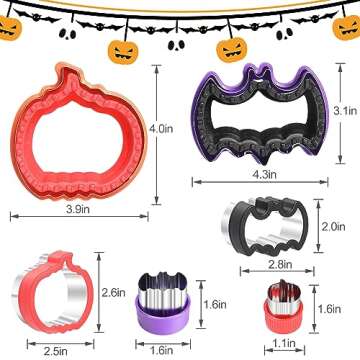 Halloween Cookie Cutters Shapes,Pumpkin and Bat Shapes，Stainless Steel Biscuit Cutters -Sandwich Cutters,Cookie Cutters,Fruit and Vegetable Cutters Molds for Halloween Party
